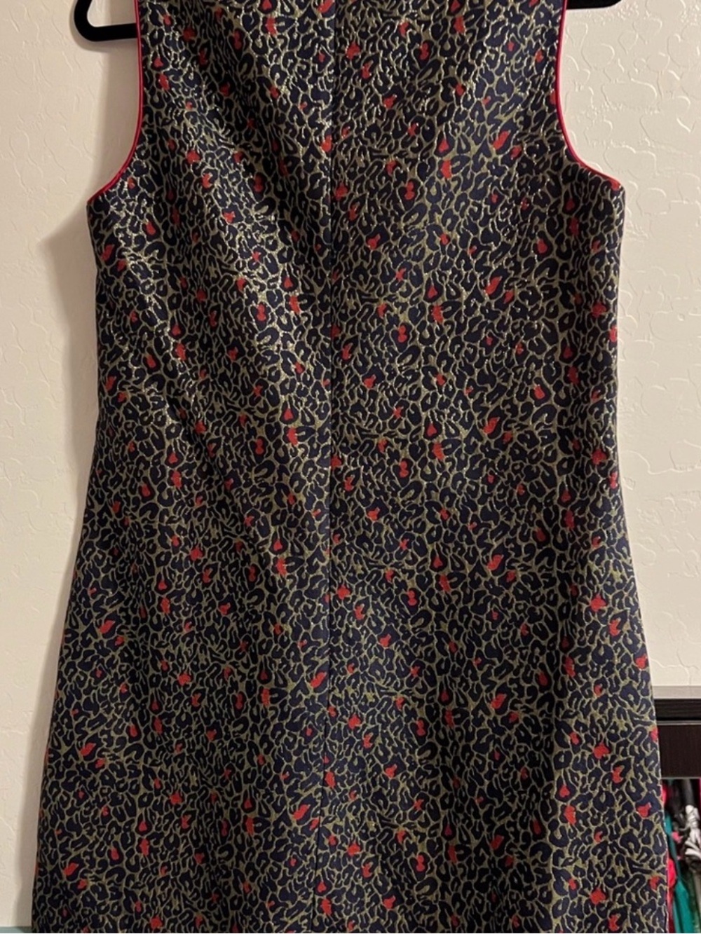 Betsey Johnson Navy Mini Dress with Red Accents and Gold Print - Picture 2 of 4